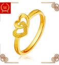 Gold-plated ring with double heart pattern, not peeling, not black, heavy 2. Beautiful work, very realistic P041